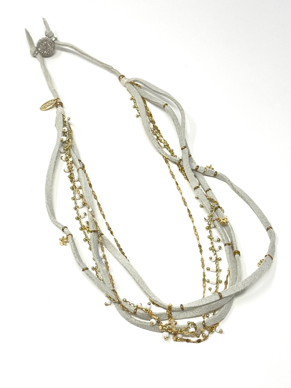 New Anthropologie x Serefina Leather Layered Gold Necklace - Picture 2 of 5